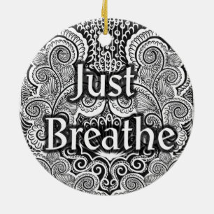 Bara Breathe - Calming Mandala-Inspired Julgransprydnad Keramik