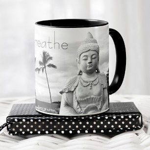 Bara Breathe Hawaii Buddha Black White Photo Mugg