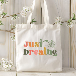 Bara Breathe Modern Typography Dandelion Flower Tygkasse