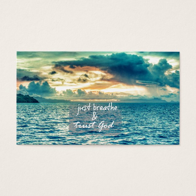 Bara Breathe och Trust God Faith Quote Visitkort (Framsidan)