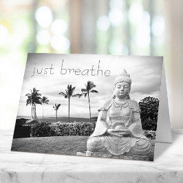 Bara Breathe Tropical Hawaii Buddha Black White Kort