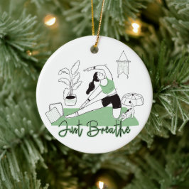 Bara Breathe Yoga Meditation Pose Julgransprydnad Keramik
