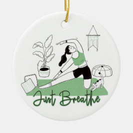 Bara Breathe Yoga Meditation Pose Julgransprydnad Keramik