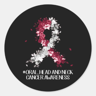 Bära Burgundy White Ribbon Oral Head Nacke Cancer  Runt Klistermärke