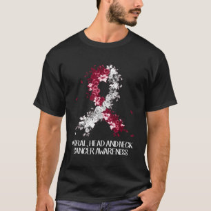Bära Burgundy White Ribbon Oral Head Nacke Cancer T Shirt
