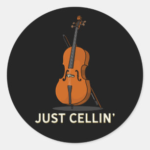 Bara Cellin Cello Gag Classic Round Sticker Runt Klistermärke