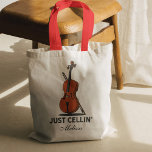 Bara Cellin Cello Musician-skript med eget namn Tygkasse<br><div class="desc">För en cellist kommer den här söta Just Cellin-designen att bli perfektens gåva och få dem att le</div>