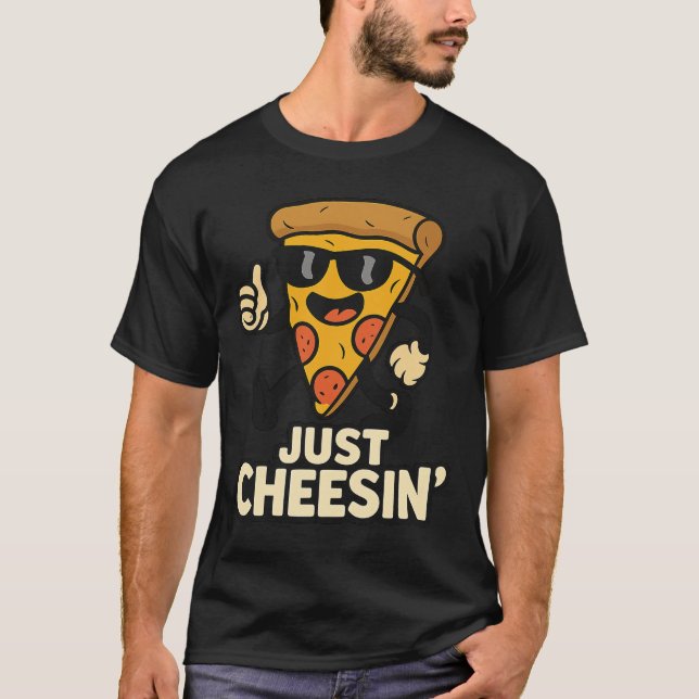 Bara Cheesin'Funny Pizza Keychain - Cute Gift T Shirt (Framsida)