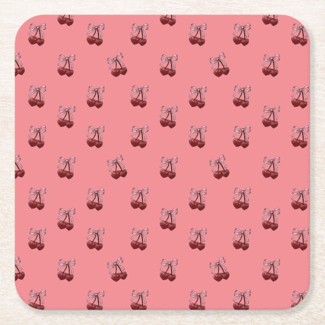 Bara Cherries Underlägg Papper Kvadrat (Framsidan)