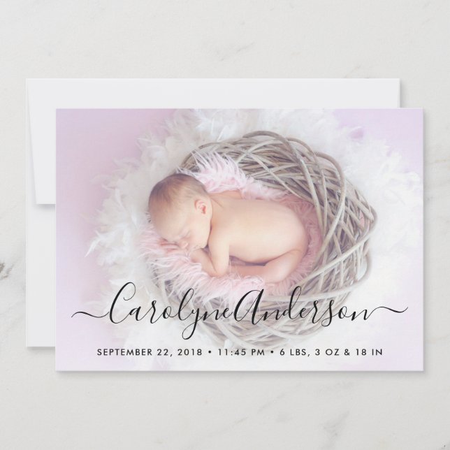Bara Chic Lilac Polka dots Birth Notice Meddelande (Framsida)