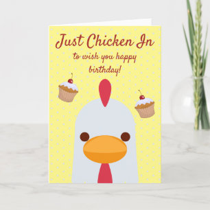 Bara Chicken i enkel, funn Gult Grattis på födelse Kort