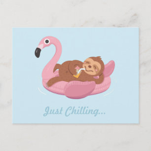 Bara Chilla Sengångare Rosa Flamingo Flotte Postko Vykort
