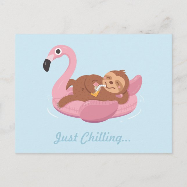 Bara Chilla Sengångare Rosa Flamingo Flotte Postko Vykort (Framsida)