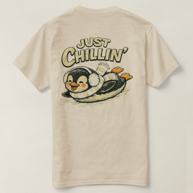 “Bara Chillar” Avslappnad Pingvinsdesign  T Shirt (Design baksida)