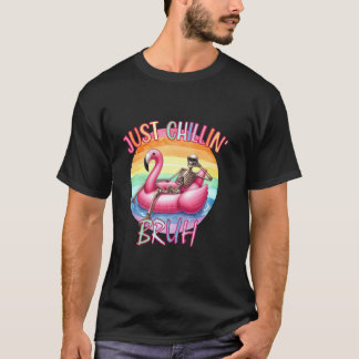 Bara Chillar Bruh Roligt Skelett Flamingo Flotte  T Shirt
