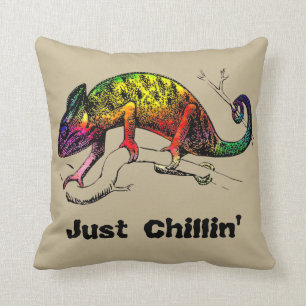 Bara Chillin' - Rainbow Chameleon Lizard Kudde