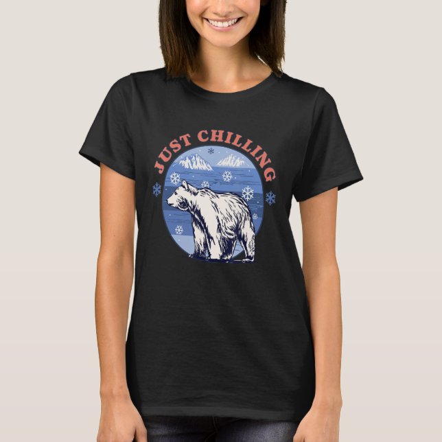 Bara Chilling Winter Snö Polar Bear T Shirt (Framsida)