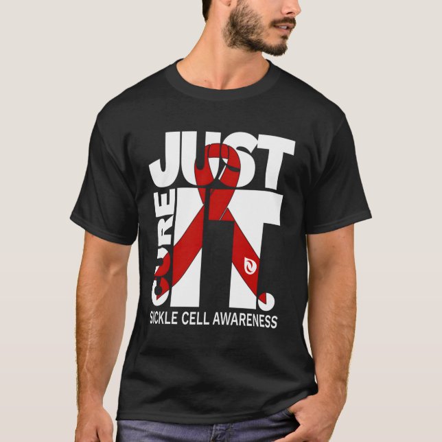 Bara Cure Sickle Cell Awareness Ribbon Hoodie T Shirt (Framsida)