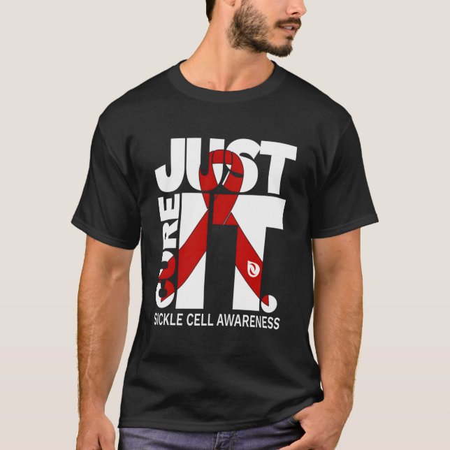 Bara Cure Sickle Cell Awareness Ribbon Hoodie T Shirt (Framsida)