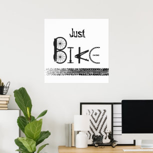"Bara cykel" Graffiti från cykeldelar och däckspår Poster