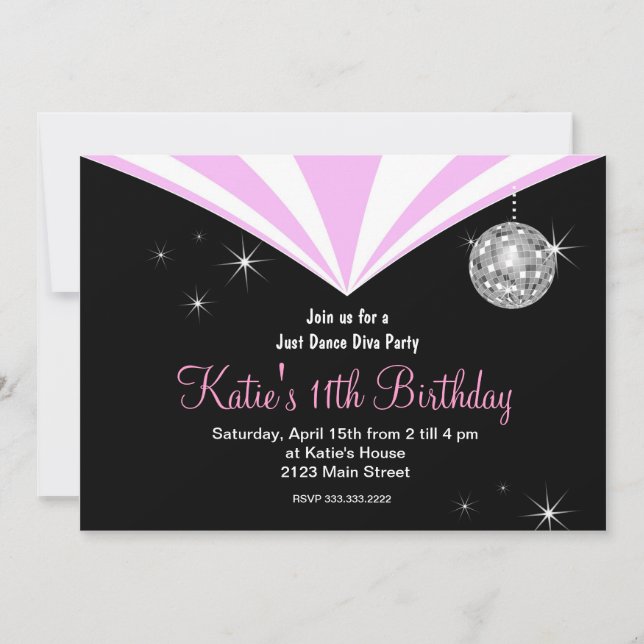 Bara dansa diva party inbjudningar (Framsida)