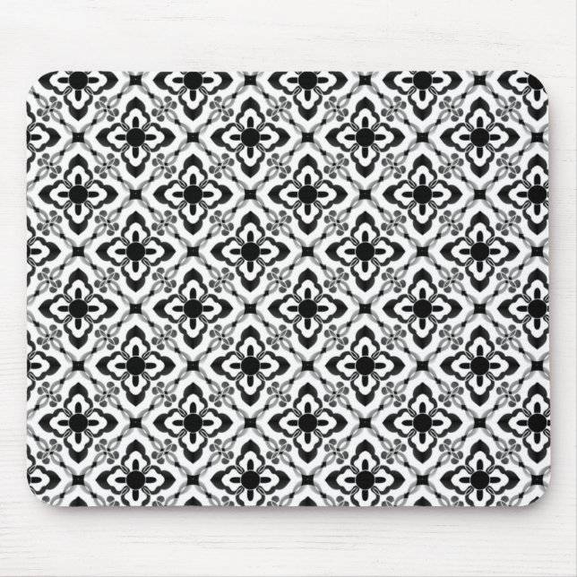 Bara Dazzling Damask Mousepad, Black and White Musmatta (Framsidan)