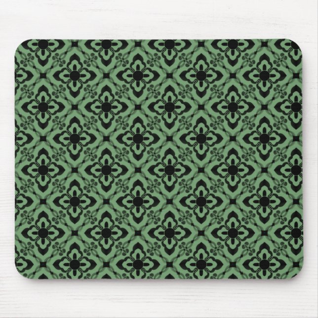 Bara Dazzling Damask Mousepad, Grönt Musmatta (Framsidan)