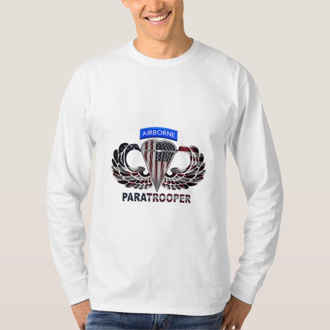 Bära Denna amerikanska flygburna Paratrooper-Flagg T Shirt (Framsida)
