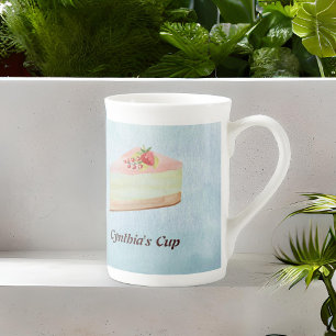 Bara Desserter med Monogram i mjuka vattenfärger Benporslin Mugg