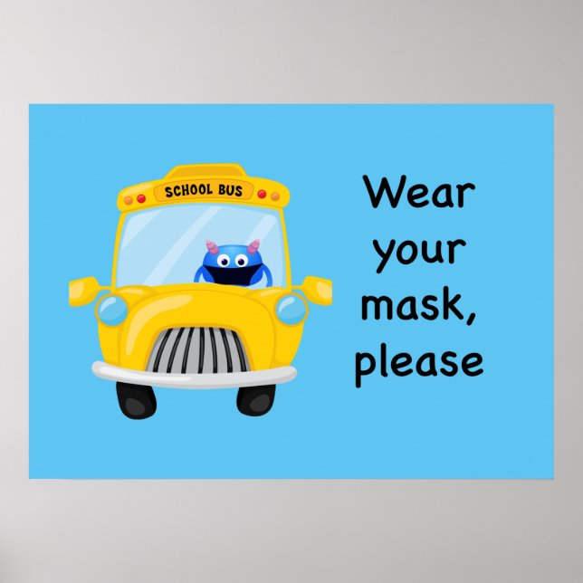 Bära din mask, tack, Monster på Buss i skolan Poster (Framsidan)