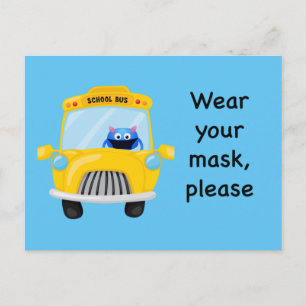 Bära din mask, tack, monsterbilshögskolan i Buss Vykort