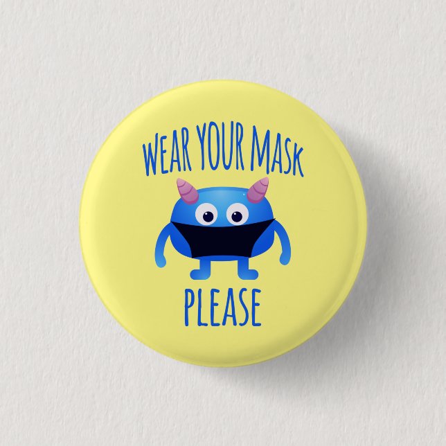 Bära din mask vänligen monster knapp (Framsida)