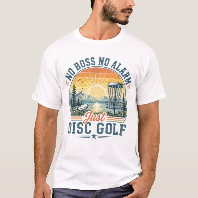 Bara Discgolf Retro Solnedgång T Shirt (Framsida)