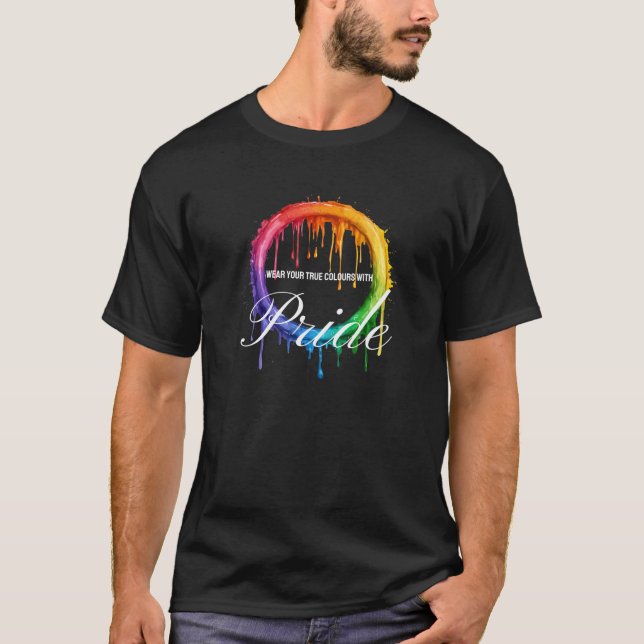 Bära ditt sanna Färg med Pride - Vibrant Drippi T Shirt (Framsida)