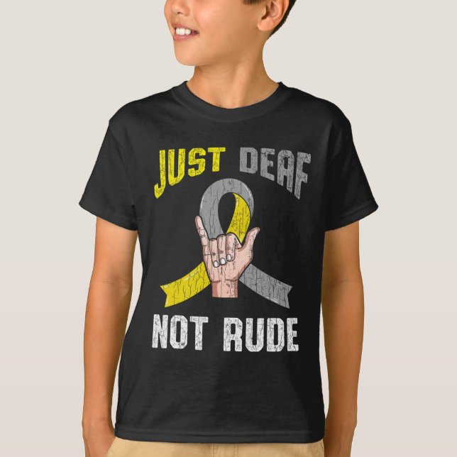 Bara Döv Not Rude Apparate Awareness ASL Language T Shirt (Framsida)