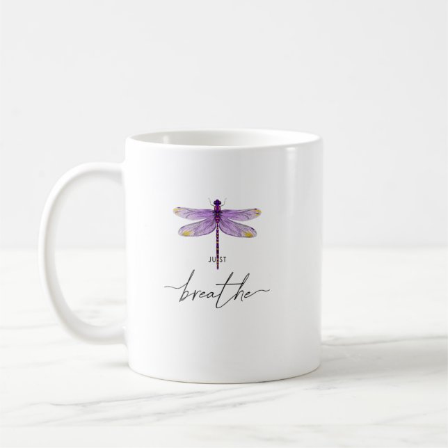 Bara Dragonfly Tattoodesign Dandelion Breathe Medi Kaffemugg (Vänster)