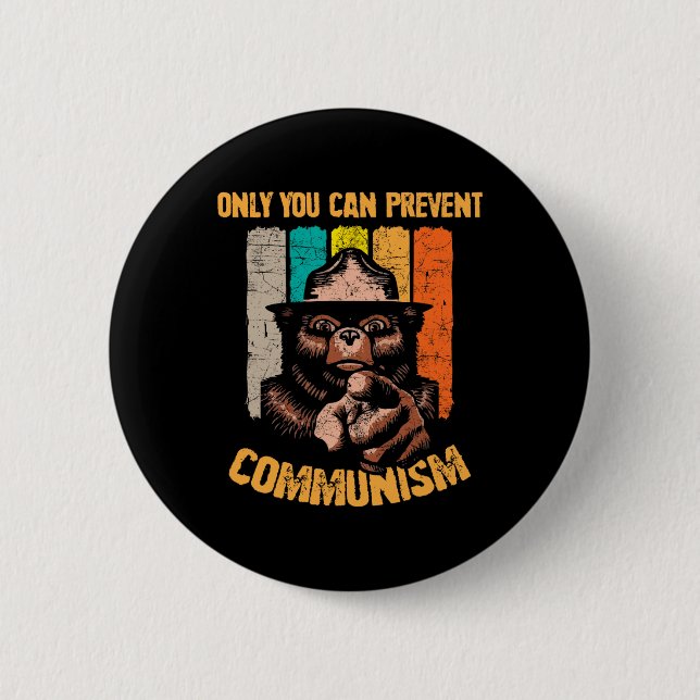 Bara du kan förhindra kommunism Rolig campingbjörn Knapp (Framsida)