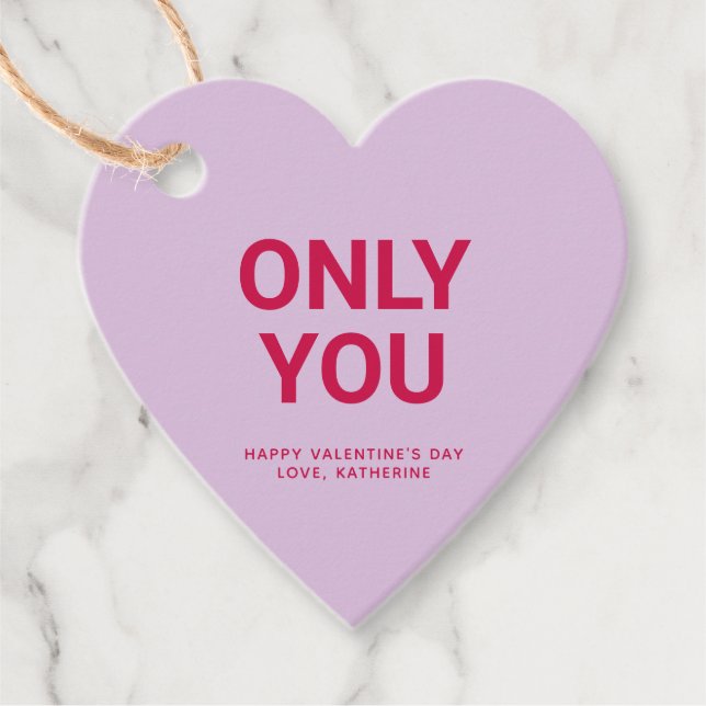 Bara du lila hjärtans anpassningsbar, gullig Alla  Gåvor Etiketter (Framsida)