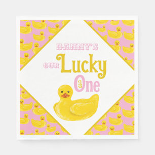 Bara Ducky Lucky en första födelsedagsinbjudan Pappersservett