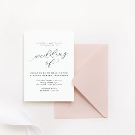 Bara Elegant Black & White Calligraphy Bröllop Inbjudningar
