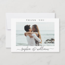 Bara Elegant bröllop Hearts Simple Photo Tack Kort