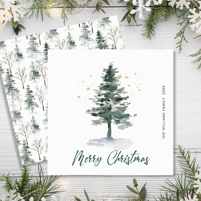 Bara Elegant Gräs Träd jul Hälsning Julkort (Skapare uppladdad)