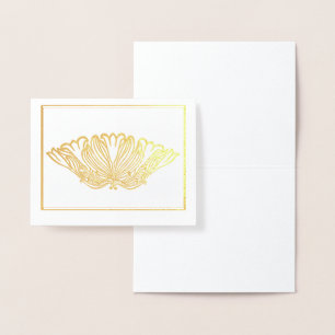 Bara Elegant Guld eller Silver Blommigt Ornament Folierat Kort