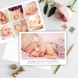 Bara Elegant Photo Collage Birth Meddelande