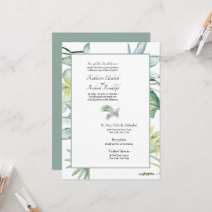 Bara Elegant Tropical Handflatan Sage Bröllop Inbjudningar