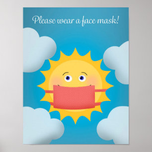 Bära en Ansikte-mask, Cute Sol-signatur Poster