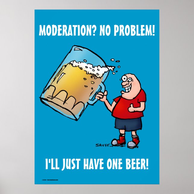 Bara en Beer Funny Blue Poster (Framsidan)
