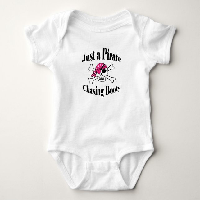 Bara en Booty för Pirat-chasing - färgfull Rosa Sk Tee Shirt (Framsida)