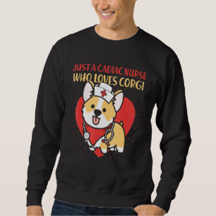 Bara en Cadiac Nurse som Kärlek Corgi Hund Pappa M Lång Ärmad Tröja