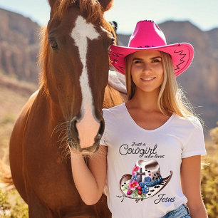 Bara en cowgirl som kärlek jesus t shirt